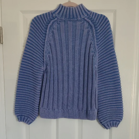 Free People Periwinkle Cable Knit Turtleneck Sweater - Picture 3 of 12